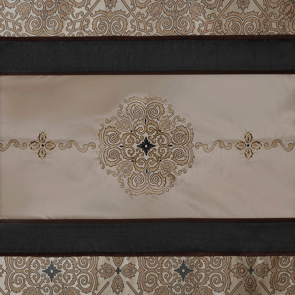 JLA Home Madison Park - Embroidered Jacquard Shower Curtain with Medallion Color-Block Design, Rust‑Resistant Grommets, 72x72 MP70-8302