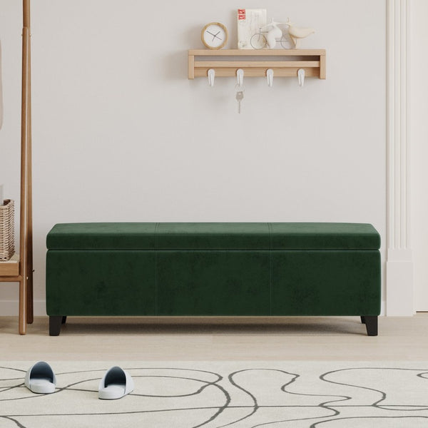 English Elm Indoor Tufted Upholstered Storage Bench with Lift Top Hidden Compartment for Entryway Forest Green N779P396200G