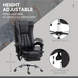 English Elm Vinsetto Microfiber Office Chair, High Back Computer Chair With 6 Point Massage, Heat, Adjustable Height and Retractable Footrest, Black