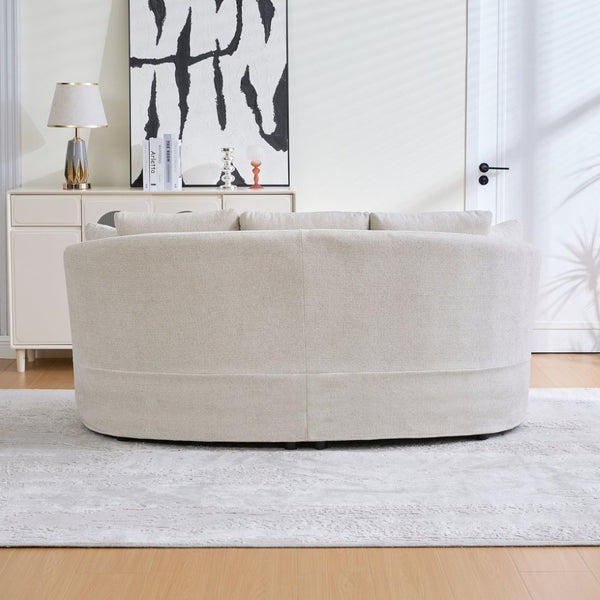 English Elm 73.82" Wide Curved Chenille Loveseat with Deep Lounge Seat and Sculptural Modern Frame Beige W3189S00033