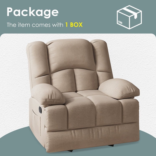 English Elm Oversized Rocking Rocker Recliner Chair with Ergonomic Support, Tool-Free 5-Minute Assembly Comfort Camel T3623P380121