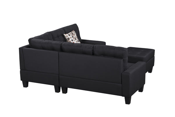 English Elm 6-Piece Upholstered Sectional with Pocket Springs, Tufted 5.5" Seat, Sturdy Wood Frame, Easy Assembly Black 28.54 L x 23.23 W x 15.16 H W2297S00019