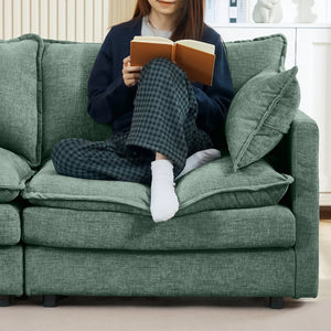 English Elm Modular L-Shaped Sectional Sofa, 102 Inch Mint Green Chenille Couch With Removable Ottoman & Comfort W1359S00032