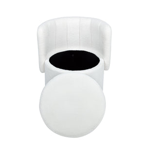 English Elm 360 Swivel Bouclé Sofa Chair with Hidden Storage Compartment, Ergonomic Plush Cushioning for Cozy Living Spaces Beige 28.75 L x 28 W x 20.5 H W1716P196476