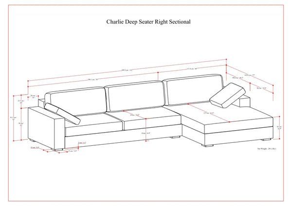 English Elm Charlie Deep Seater Right Sectional Sofa with Oversized Chaise, Eco Performance Fabric, 122" wide Cream B136P199282