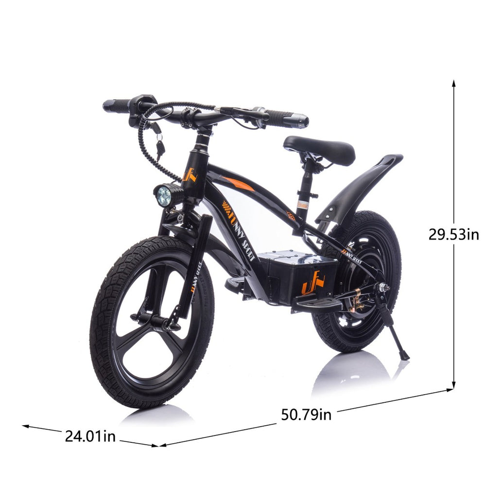 English Elm 24v Kids Electric Dirt Bike 300w Motor 16in Pneumatic Tires Adjustable Seat Ages 5 to 12 Black W1578P335442