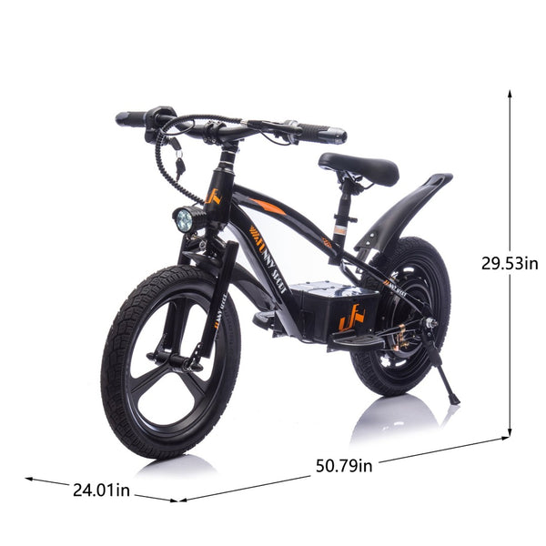 English Elm 24v Kids Electric Dirt Bike 300w Motor 16in Pneumatic Tires Adjustable Seat Ages 5 to 12 Black W1578P335442