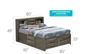 English Elm Sophisticated Gray King Storage Bed with Large Under-Bed Drawers, Durable Particleboard Frame, Stylish Finish B078S00186