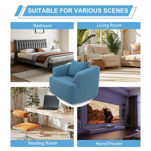 English Elm 360° 360 Swivel Teddy Velvet Accent Chair Plush Cocoon Seat for Living Room or Bedroom Blue W5385P433230