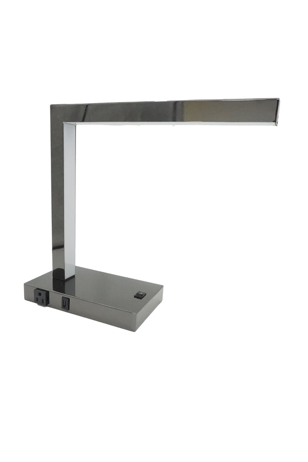 English Elm Modern LED Desk Lamp Pewter with USB Port & Power Outlet, Compact Metal Design for Workspaces B080P324887