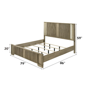 English Elm Lakkari Antique Oak Eastern King Bed with Led Lit Headboard for Primary Bedrooms B2756S00012