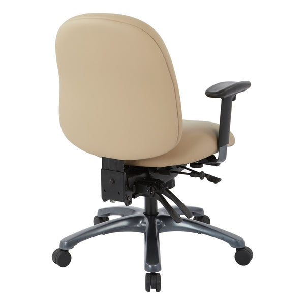 OSP Home Furnishings Multi-function Ergonomic Mid Back Office Chair with Lumbar Support and Titanium Base Buff 8512-R104