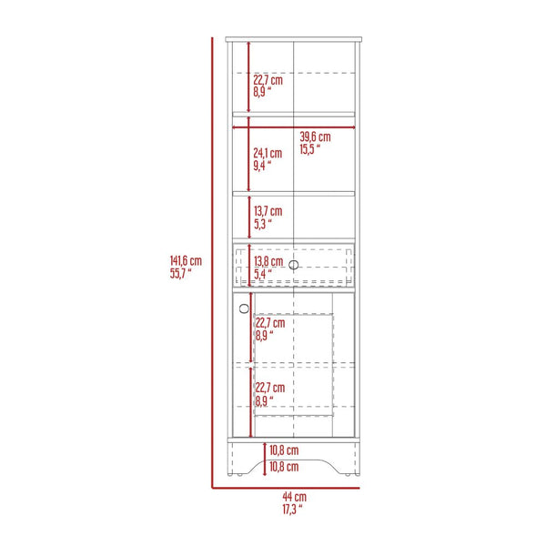 English Elm St. Clair Grey Linen Cabinet with Drawer & 3 Open Shelves, Engineered Wood, Compact Storage Solutions B200P188813