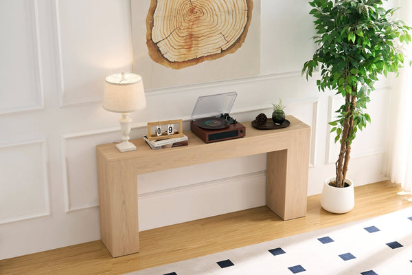 English Elm Rectangular Farmhouse Console Table Slim 63 Inch Mdf Wood Grain Entryway Sofa W2393P301823