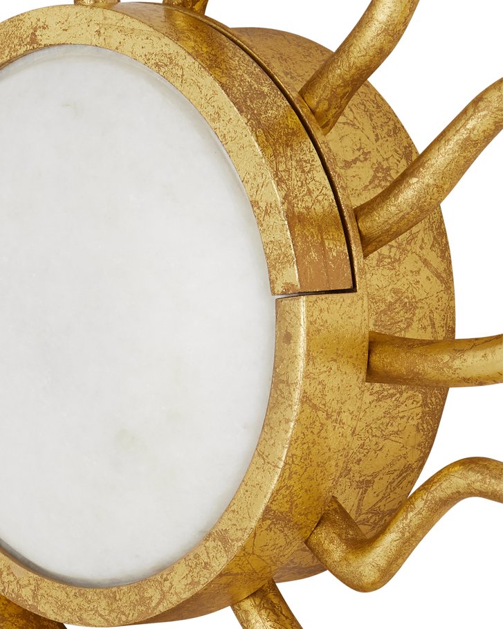 Currey & Company Tona Wall Sconce - Vintage-inspired, Handcrafted Iron Design With Gold Leaf Finish & Marble Accent Gold Metal ,Marble 5900-0058-currey-company