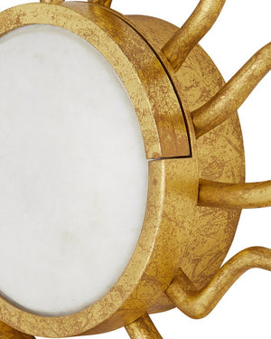 Currey & Company Tona Wall Sconce - Vintage-inspired, Handcrafted Iron Design With Gold Leaf Finish & Marble Accent Gold Metal ,Marble 5900-0058-currey-company