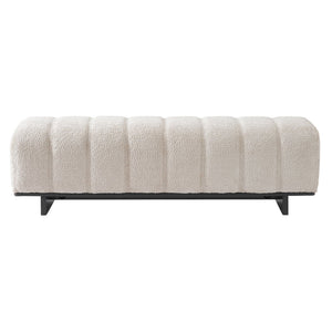 English Elm Indoor Channel Tufted Chenille Upholstered Bench Rubberwood Legs Entryway Dining N779P367309B