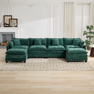 English Elm Cloud Sofa 4 Seats - Modular Sectional Couch In Green For Modern Living Rooms, Bedrooms & Comfort W1143S00021