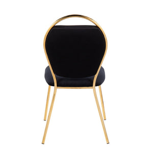 English Elm Dining Chair Set of 2 Black Velvet Seat Gold Metal Frame Glam Contemporary B202P471348