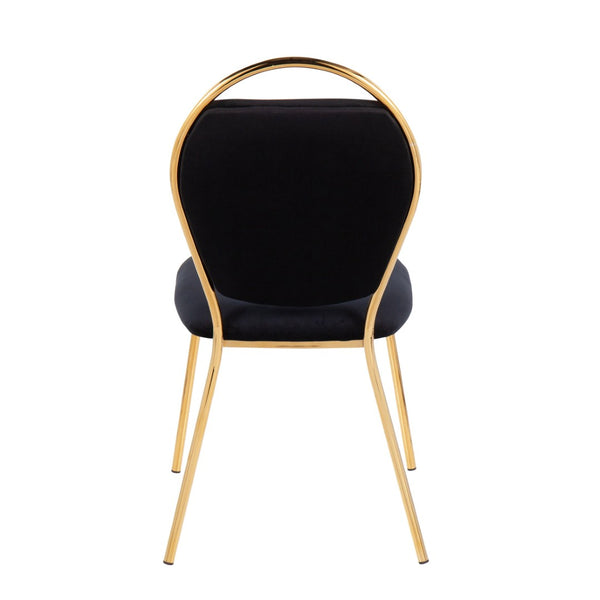English Elm Dining Chair Set of 2 Black Velvet Seat Gold Metal Frame Glam Contemporary B202P471348