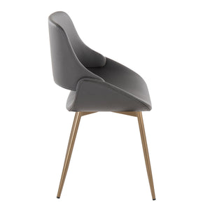 English Elm Fabrico Contemporary Accent Chair with Antique Copper Legs and Plush Faux Leather Upholstery Set Grey B202S01241