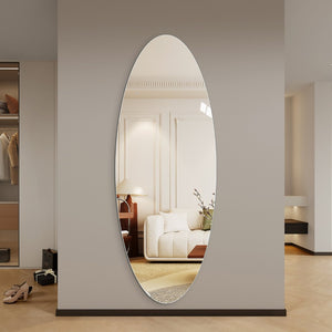 English Elm 65" Frameless Oval Full Length Wall Mirror with Copper-free Glass for Bedroom or Entryway W2709P435594