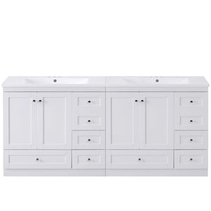 English Elm 72-inch Shaker Double Sink Freestanding Vanity with Resin Basins and Soft Close Storage N729P000010K-2