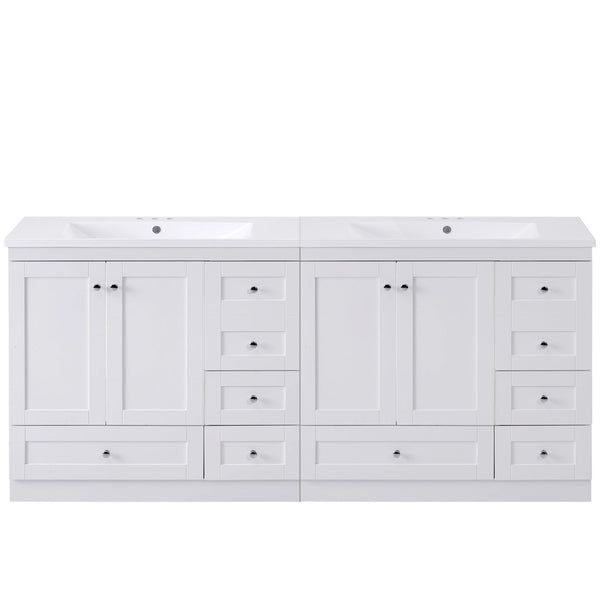 English Elm 72-inch Shaker Double Sink Freestanding Vanity with Resin Basins and Soft Close Storage N729P000010K-2