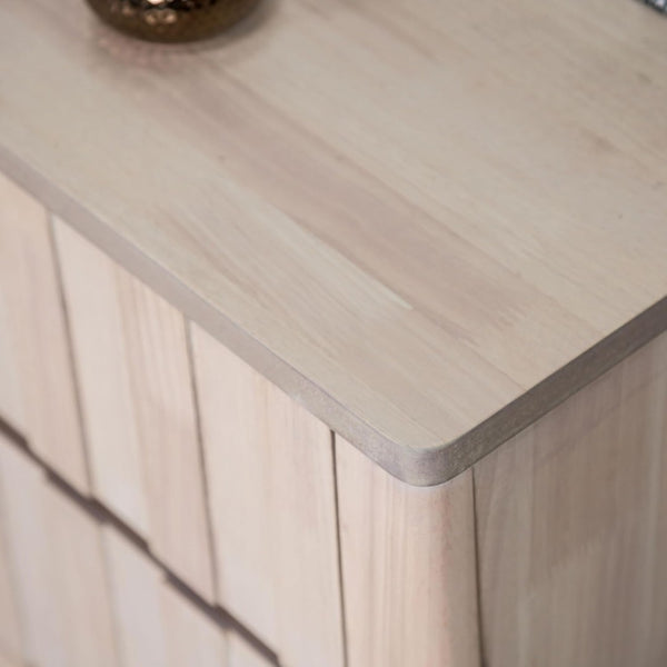 English Elm Mid-century Modern Nightstand Reeded Drawer Fronts Splayed Legs White Wash Bedroom B2741P433345