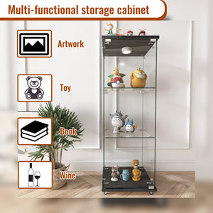 English Elm Modern Glass Display Cabinet With Led Lighting – Sleek, Quick-Assembly Design For Living Rooms & More W241P242906