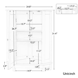 English Elm Black Triangle Corner Bathroom Cabinet with Adjustable Shelves, Modern MDF Storage Organizer, 70lb Capacity, Space-Saving Design N725P172615B