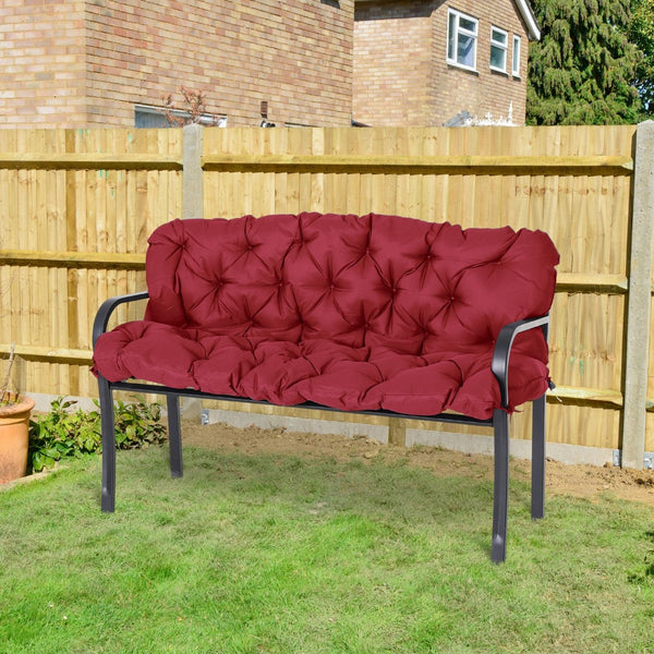 English Elm Outsunny Overstuffed Tufted Patio Bench Cushion Set with Backrest for Porch Swing W2225P174518