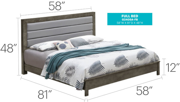 English Elm Stylish Gray Full Bed - Contemporary Design With Durable Support For Versatile Bedroom Comfort B078S00237-GIGA