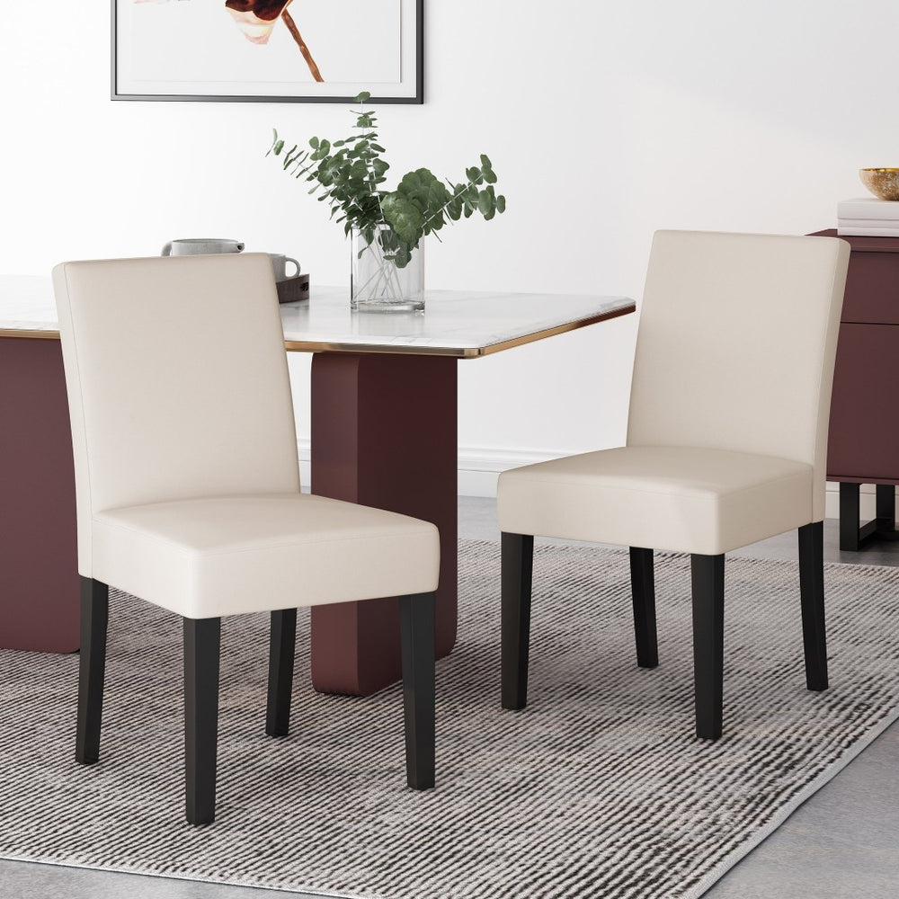 English Elm Dining Chair Set of 2 Upholstered Rubberwood Tapered Legs Contemporary Room N767P411077L