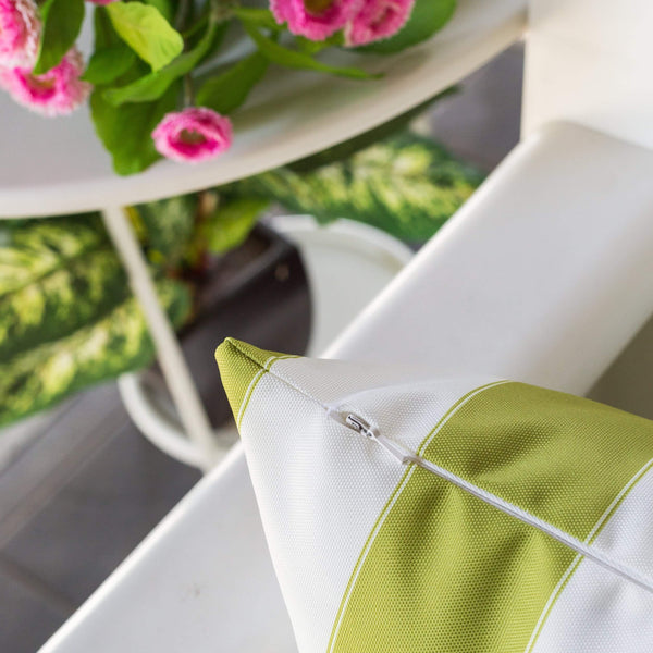 English Elm Horizon Stripe Pillow 14" X 20" - Vibrant Lime Green For Indoor & Outdoor Comfort And Style B357P367230