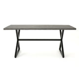 Christopher Knight Home® - Noble House - Rolando Outdoor Grey Aluminum Dining Table With Black Steel Frame