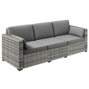 English Elm Outsunny Wicker Patio Sofa - 3-Seat Pe Rattan Couch With Deep Cushions & Durable Steel Frame, Gray W2225P174002-GIGA