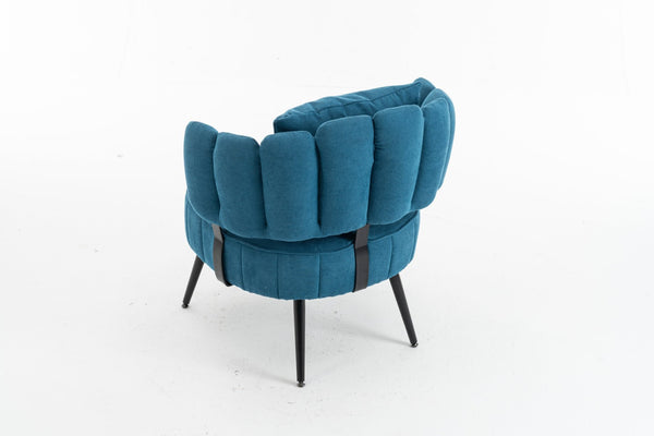 English Elm Decorative Chenille Barrel Tub Chair with Pocket Coil Cushion for Cozy Reading Nooks Blue W5188P462024