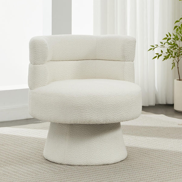 English Elm Christopher Knight Home® - Contemporary Boucle 360° Swivel Barrel Chair with 330lb Capacity, Plush Textured Accent Seat for Living Room Cream White N765P292090W