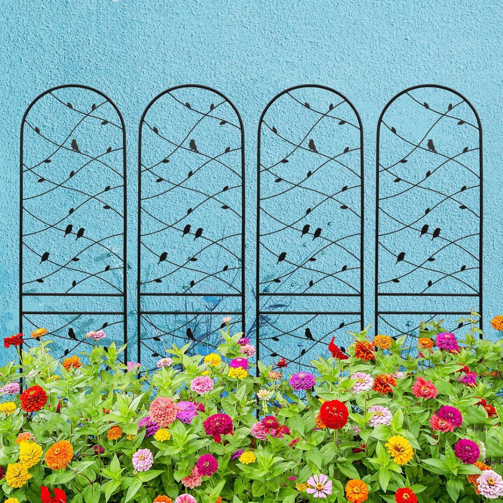 English Elm 4 Pack Powder-coated Metal Garden Trellis Panels Rustproof Climbing Plant Support Outdoor W1586P268069