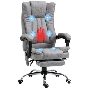 English Elm Vinsetto Heated Massage Office Chair with Recline & Footrest, High-Back Gray, 6 Motors, Timer W2225P173847