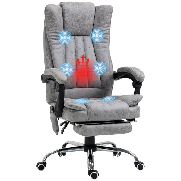 English Elm Vinsetto Heated Massage Office Chair with Recline & Footrest, High-Back Gray, 6 Motors, Timer W2225P173847
