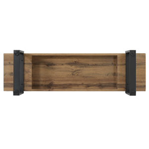 English Elm Upholstered Bench with Thick 5.5" MDF Top, Heavy-Duty Metal Legs, 550LB Capacity, Versatile Seating Natural Wood Wash N752P374152N