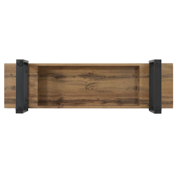 English Elm Upholstered Bench with Thick 5.5" MDF Top, Heavy-Duty Metal Legs, 550LB Capacity, Versatile Seating Natural Wood Wash N752P374152N