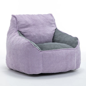 English Elm Giant Corduroy Bean Bag Sofa with Armrests Foam Filled Cozy Adult Lounge Chair Gray,Purple W2200P442803
