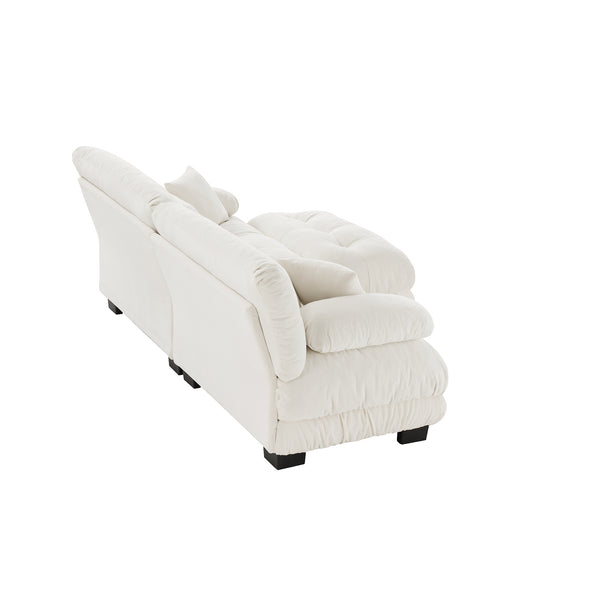 English Elm Cloud Couch Sectional Sofa For Stylish Living Rooms - Soft Chenille, Convertible Ottoman, 4 Pillows W714S00999