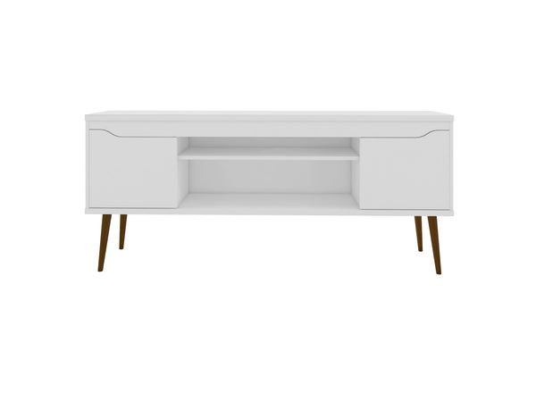 English Elm Bradley 63" White Tv Stand - Modern Mid-Century Design With Storage & Cable Management Solutions B365P398365