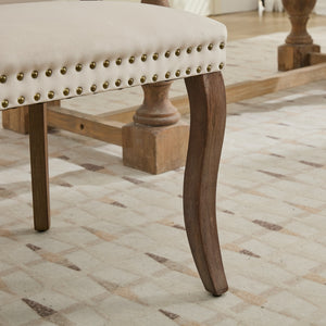 English Elm Velvet Hand-Tufted Dining Chair with Solid Wood Handles and Curved Legs, Vintage Copper Accents Beige W1143P338140