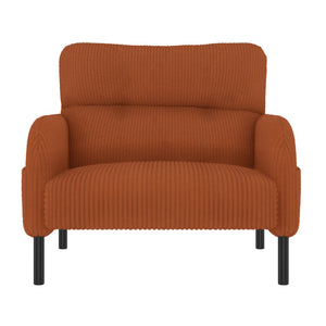 English Elm UNITED Corduroy Accent Chair with Ergonomic Curve, High-Density Foam Seat & Dual Side Pockets for Cozy Living Spaces Orange W1568P307259