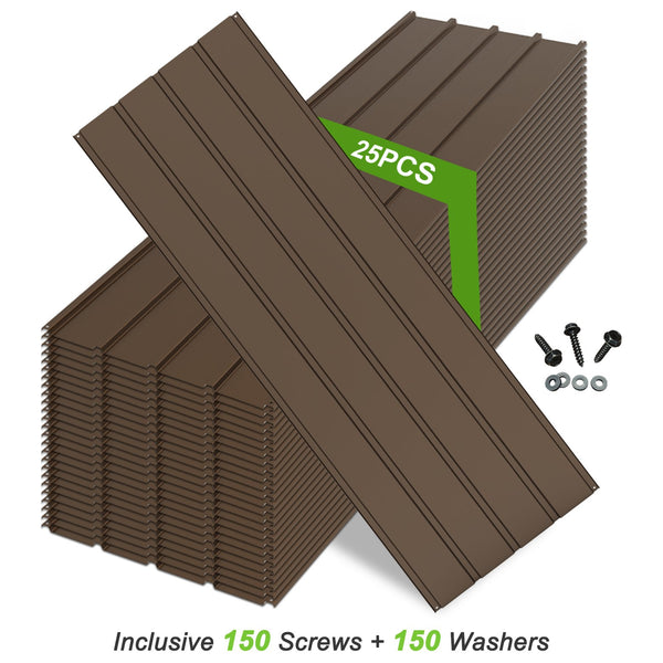 English Elm 25 Pcs Metal Roofing Panels - Durable, Weather-Resistant Galvanized Panels For Diy Outdoor Projects W1859P387319
